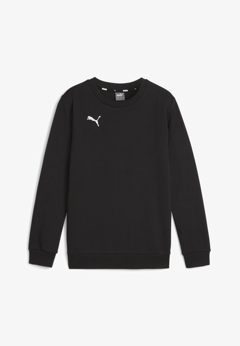 Felpa nera in cotone misto con collo rotondo, maniche lunghe e polsini a coste. Presenta un piccolo logo Puma bianco sul petto.