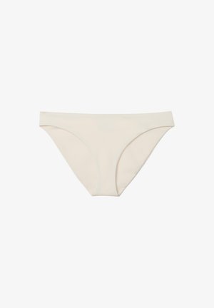 Naadloos beige bikini-ondergoed met een glad, minimalistisch ontwerp zonder zichtbare patronen of versieringen.