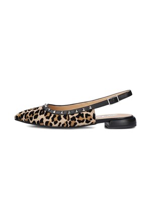 Slingback ballerina´s - leopardo taup e studs nikkel