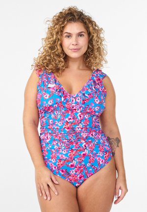 Badedragt - blue flower aop