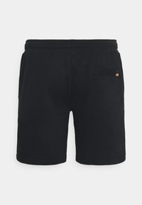 Schwarze Sportshorts aus weichem Material, mit elastischem Bund und einer einzigen Gesäßtasche mit einem kleinen Logo-Detail.