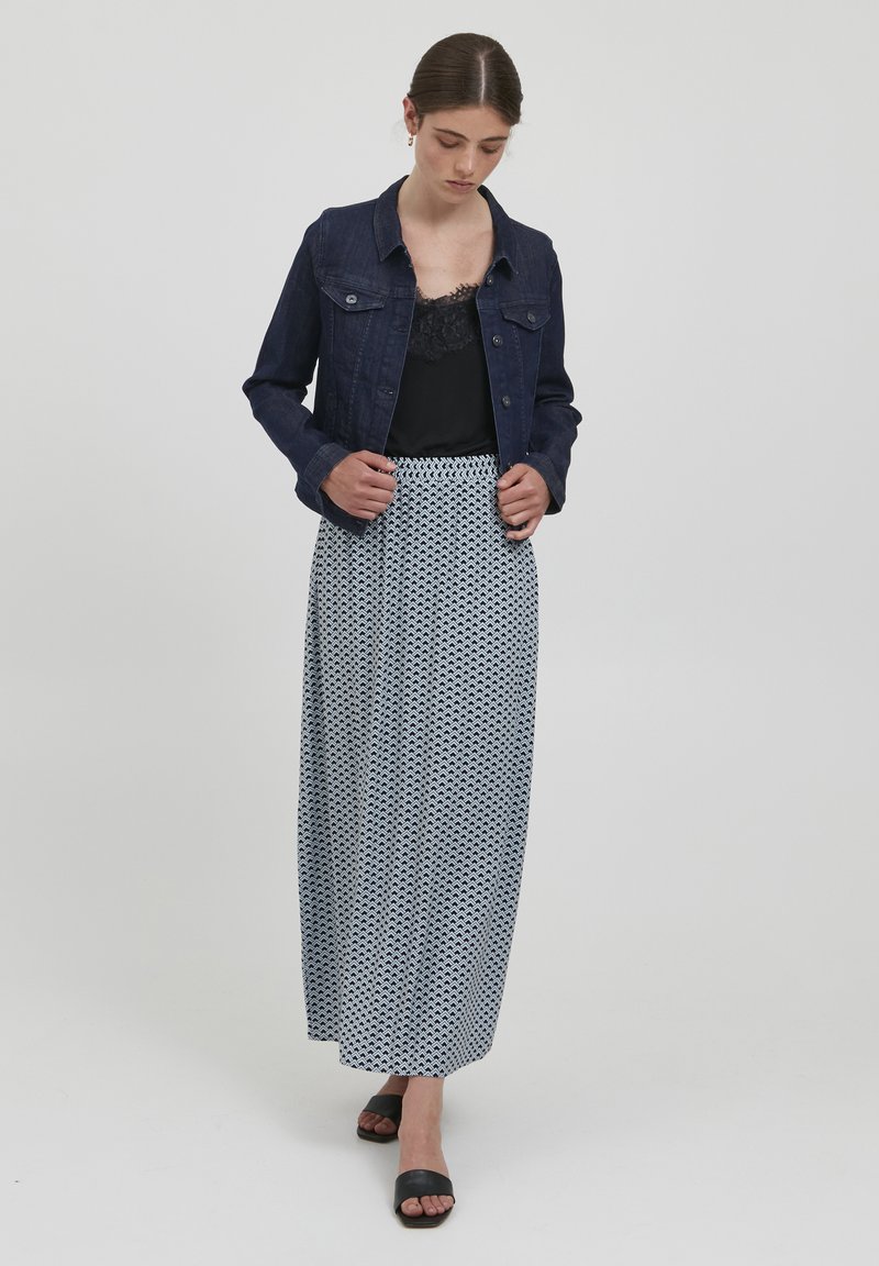 Ichi Stampe denim jakke medium blue