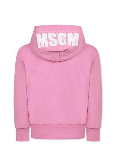 Felpa con cappuccio rosa e finitura testurizzata. Presenta un grande logo MSGM bianco sul cappuccio e polsini a coste per una vestibilità aderente.