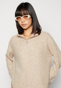 Vero Moda VMPLAZA ZIPPER BLOUS - Jumper - beige