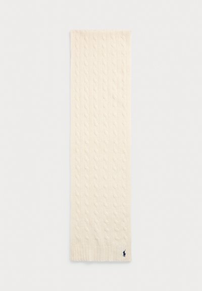 Polo Ralph Lauren CABLE KNIT WOOL CASHMERE SCARF - Sall - cream