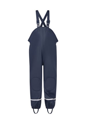 Marine vandtæt overalls med justerbare stropper, elastiske manchetter, knælapper og reflekterende detaljer. Egnet til udendørs aktiviteter.