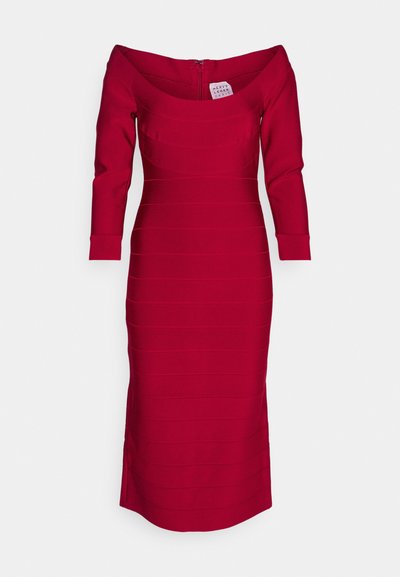 Hervé Léger ICON SCOOP NECK MIDI DRESS - Egyenes szabású ruha - wine