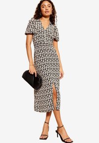 Friends Like These COLLAR SHIRRED WAIST MIDI - Kasdienė suknelė - black white