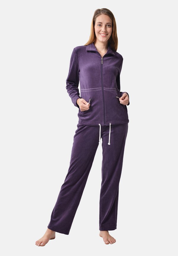 RAIKOU DAMEN HAUSANZUG - Sweatjacke - dunkellila