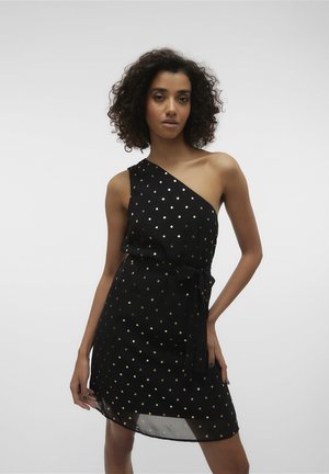 Vero Moda ONE SHOULDER DRESS - Cocktail φόρεμα / Φόρεμα για πάρτι - black w. gold foil dots