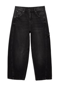 PULL&BEAR BALLOON FIT WITH EMBROIDERED POCKET - Jeans baggy - black
