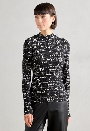 ALL OVER PRINTED MOCK NECK LONG SLEEVE - T-shirt à manches longues - black/white