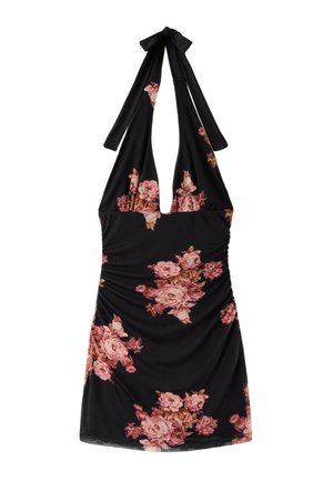 Stradivarius, FLORAL PRINT FITTED TULLE SHORT DRESS - Robe de soirée - black
