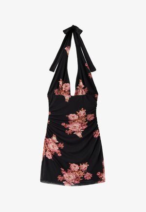 Stradivarius, FLORAL PRINT FITTED TULLE SHORT DRESS - Robe de soirée - black
