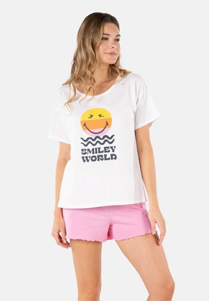 COL ROND SMILEYWORLD SET - Pyjama - blanc/rose