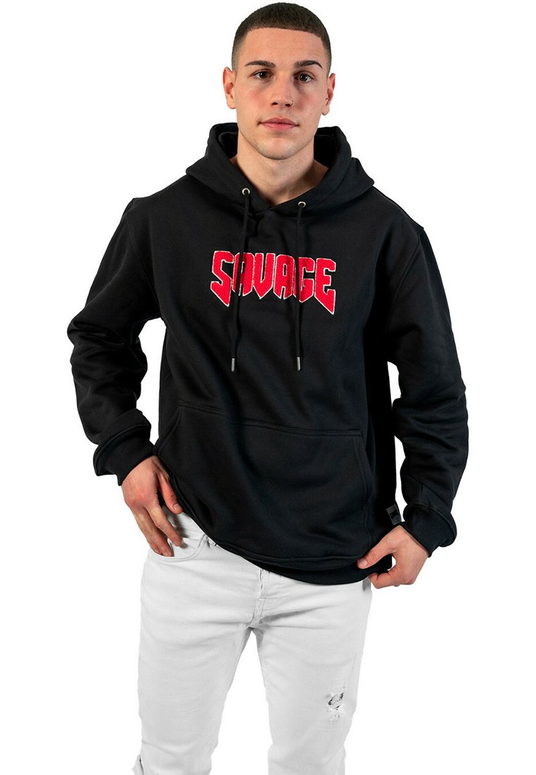 Savage SUDADERA HODDIE WITH CONTRASTING LOGO - Jersey con capucha -  black/negro - Zalando.es