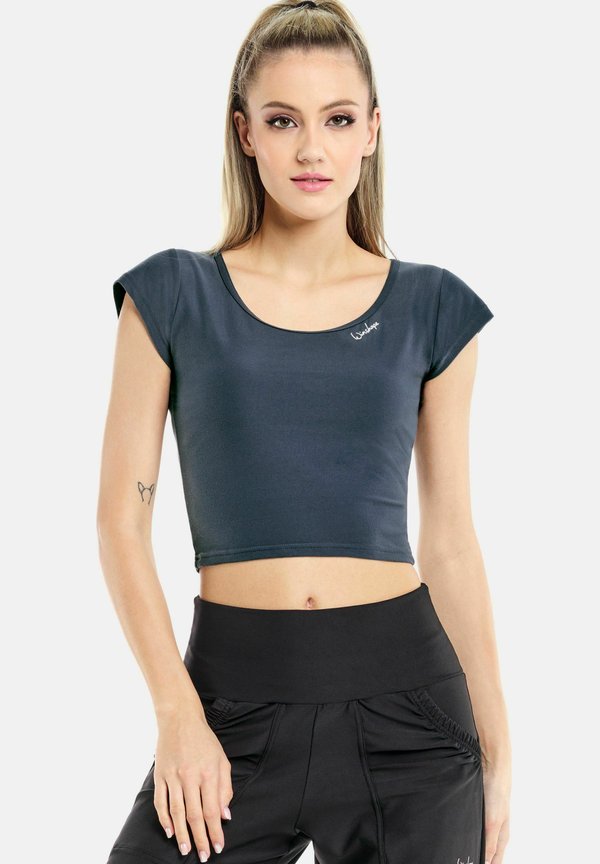 FUNCTIONAL LIGHT AND SOFT CROPPED KURZARM - Sport T-Shirt - anthracite