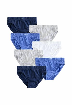 Set di sette slip in vari colori: blu navy, azzurro, grigio e bianco. Realizzati in tessuto morbido con vita elasticizzata e logo distintivo.