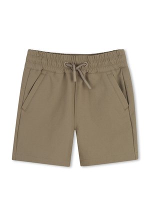 Szorty z khaki z elastycznym pasem, sznurkiem ściągającym i bocznymi kieszeniami, odpowiednie do codziennego noszenia.