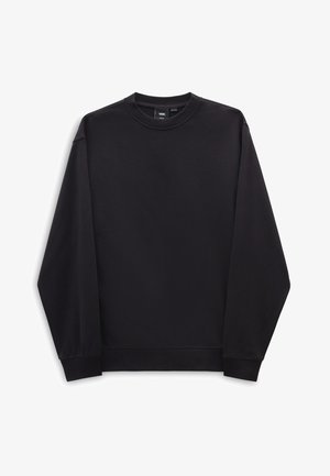 Zwarte sweatshirt gemaakt van een katoenblend, met een ronde hals, lange mouwen, geribde manchetten en zoom, en een gladde, zachte textuur.