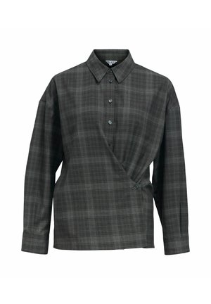 Object, CHECKED SHIRT ASYMMETRIC - Blouse - black