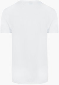 Witte katoenen t-shirt met een ronde halslijn en korte mouwen, voorzien van een eenvoudig ontwerp zonder patronen of zichtbare accenten.