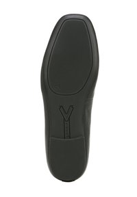 Suola di scarpa nera con grip in gomma testurizzata. Presenta una finitura liscia, una forma arrotondata e un logo Vionic prominente al centro.