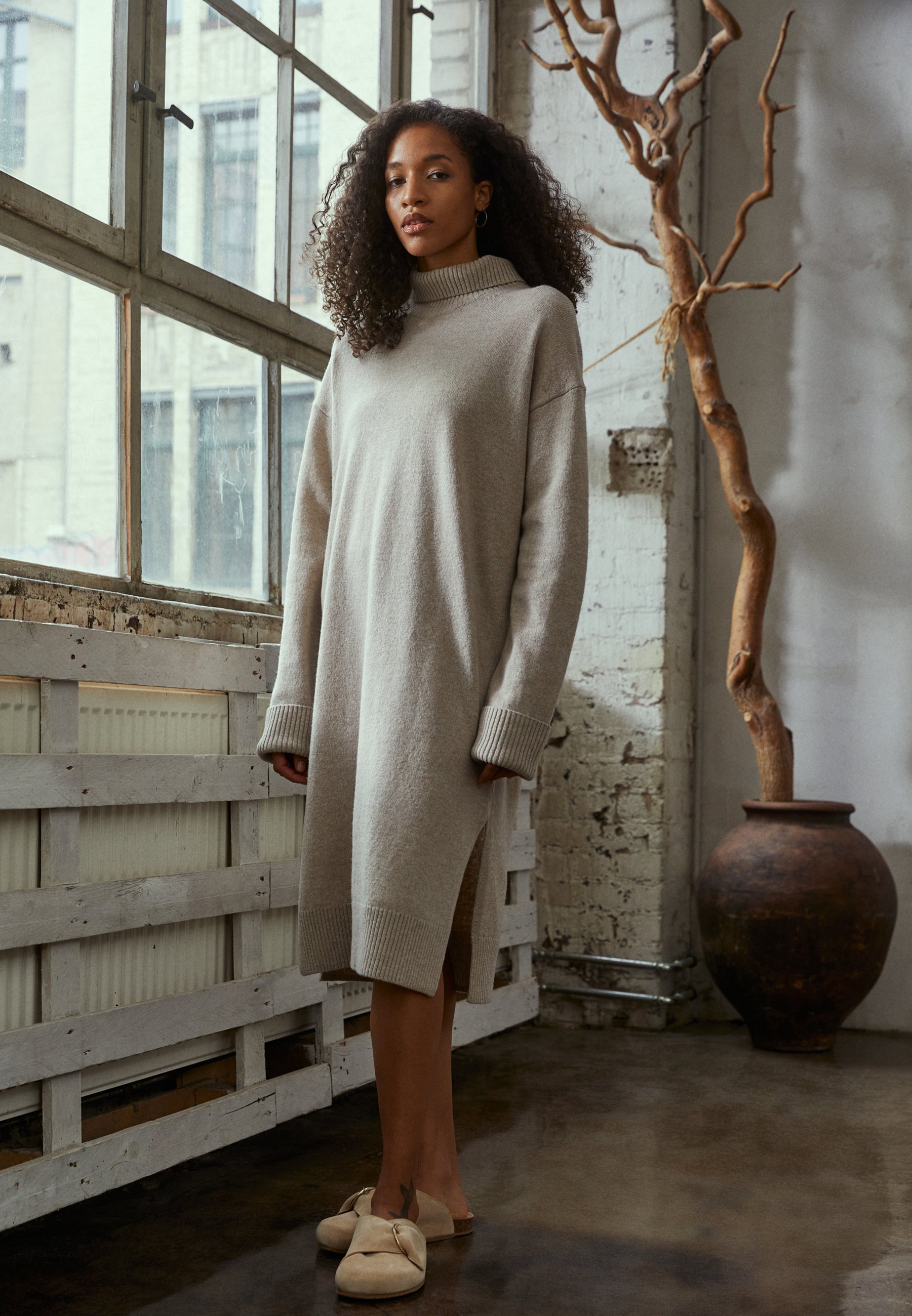 ARKET Jumper dress - oat melange/taupe 