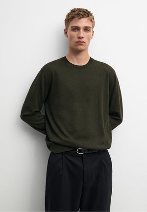 Massimo Dutti, COTTON BLEND KNIT SWEATER - Trui - mottled dark brown