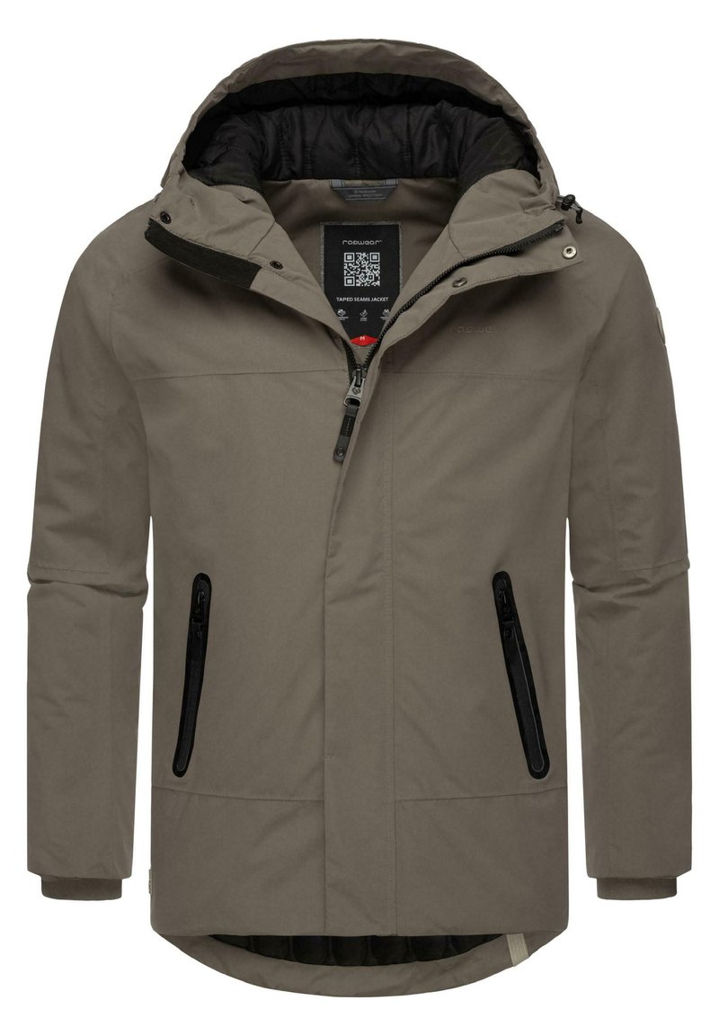 Ragwear Lichte overgangsjas voor heren, korte waterdichte functionele jas met capuchon, Perci YOUMODO S-4XL, beige, M