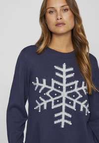 VILA VISNOWFLAKE LS CHRISTMAS - Maglione - navy blazer detail silver lurex