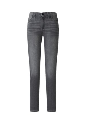 Jeans slim fit gris foncé en denim. Dotés d'une fermeture à bouton, de cinq poches et d'un délavage subtil le long des jambes. Design classique.