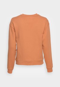 Bronzově-oranžová mikina, směs bavlny, kulatý výstřih, dlouhé rukávy, žebrovaný lem, hladká textura, jednoduchý, decentní design bez grafiky.