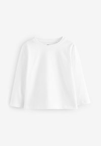 Witte langeklevige t-shirt gemaakt van zachte katoen, met een ronde halslijn en een losse pasvorm met verlaagde schouders en zonder patronen of accenten.
