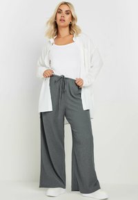 Yours Clothing TEXTURED WIDE LEG  - Broek - grey