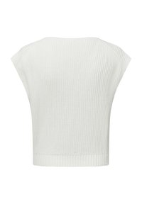 Witte, kortemouw, cropped trui met ribbelstructuur en wijde halslijn. Naadloos ontwerp en een nette afwerking aan de zoom.