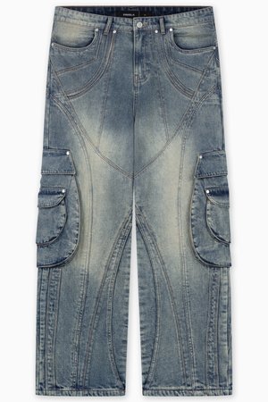 FAVELA POCKETS CARGO UNISEX - Relaxed fit jeans - blue sand washed