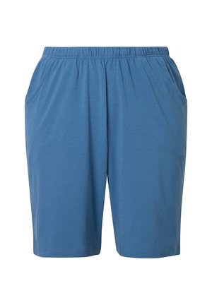 Blauwe shorts van zachte stof, met een elastische tailleband en twee zijzakken. Rechte pasvorm met een gladde textuur.