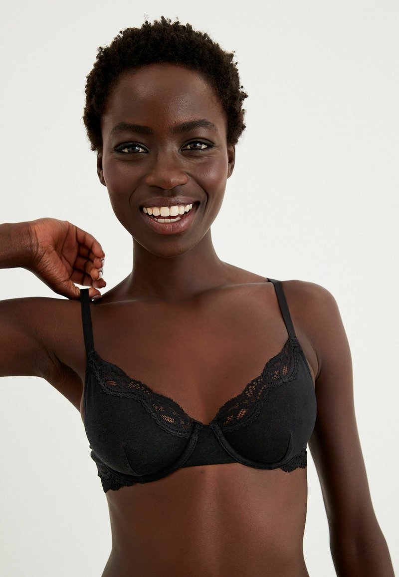 Next COTTON NON-PAD UNDERWIRED BALCONY BRA - Liemenėlė su lankeliais - black
