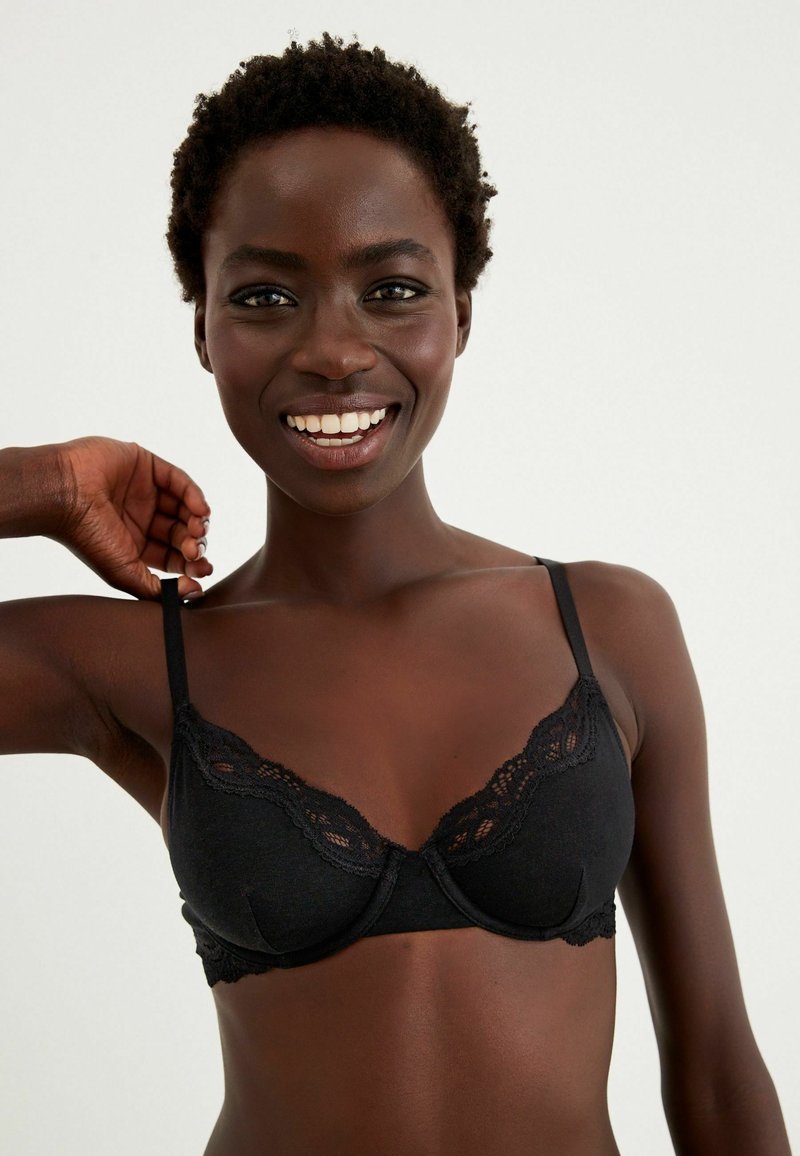 Next - COTTON NON-PAD UNDERWIRED BALCONY BRA - Bygel-bh - black, Förstora