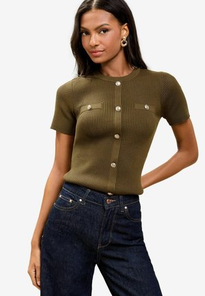 Lipsy TIPPED MOCK SHORT SLEEVE - Trükipildiga T-särk - green