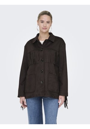 ONLWILLA FRINGES  - Kunstnahast jakk - chocolate torte