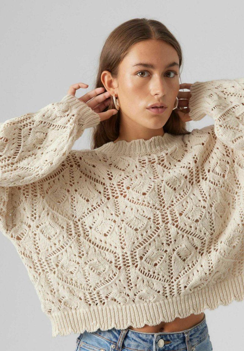 VERO MODA Maglione Vmlara LS Scollo Rotondo - Betulla, XS Donna