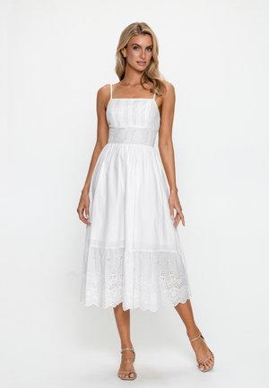 PS by Cupshe, ELEGANT WHITE EYELET MIDI DRESS - Vestito casual - white