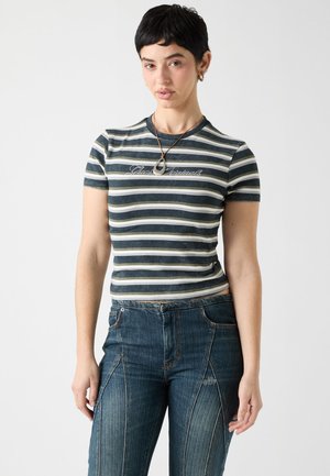 GESTREIFTES GESCHNITTENES - T-Shirt print - schwarz multicolor