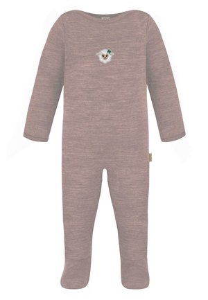 Strampler mit Füßen Unisex Langarm Bodysuit Schlafanzug Einteiler aus Merinowolle - Sleep suit - rosa