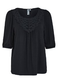 Desires DEAUGUSTA 2/4 SLEEVE CROCHET T-SHIRT. - Blůza - black