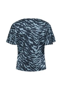Maglietta a maniche corte con un motivo a zigzag blu scuro e blu chiaro, realizzata in tessuto morbido con una vestibilità rilassata e scollatura rotonda.