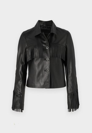 STUDIO ID FRINGED JACKET - Veste en cuir - black