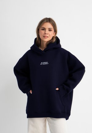 EMBROIDERY - Hoodie - dark blue